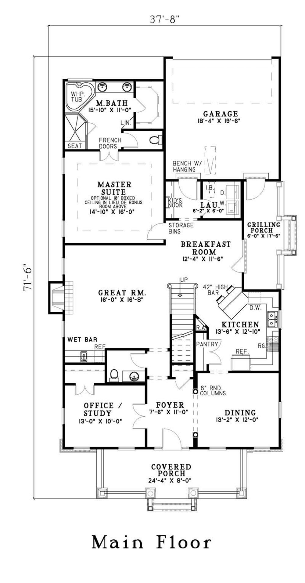 Floor Plan First Story of Craftsman Plan #153-1503